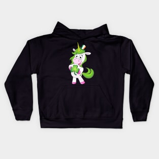 St Patricks Day Girls Dabbing Unicorn Leprechaun Lepricorn Kids Hoodie